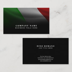 Italian Flag Transparent Gradation Black Business Card