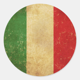 Italian Flag Vintage Grunge Design Classic Round Sticker