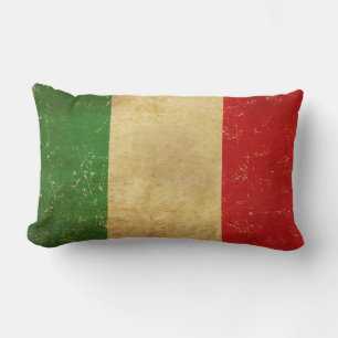 Italian Flag Vintage Grunge Design Lumbar Cushion