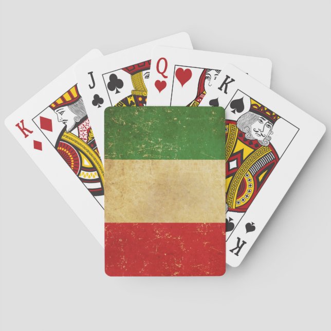 Italian Flag Vintage Grunge Design Playing Cards (Back)