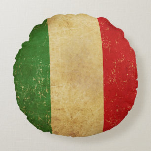 Italian Flag Vintage Grunge Design Round Cushion