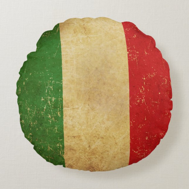 Italian Flag Vintage Grunge Design Round Cushion (Front)