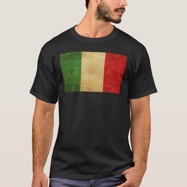 Italian Flag Vintage Grunge Men's Black T-Shirt (Front)