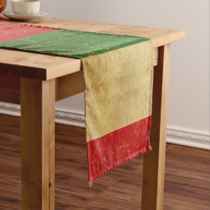 Italian Flag Vintage Grunge Short Table Runner