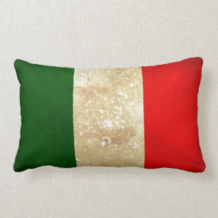 Italian Flag Vintage Grunge Style Throw Pillow