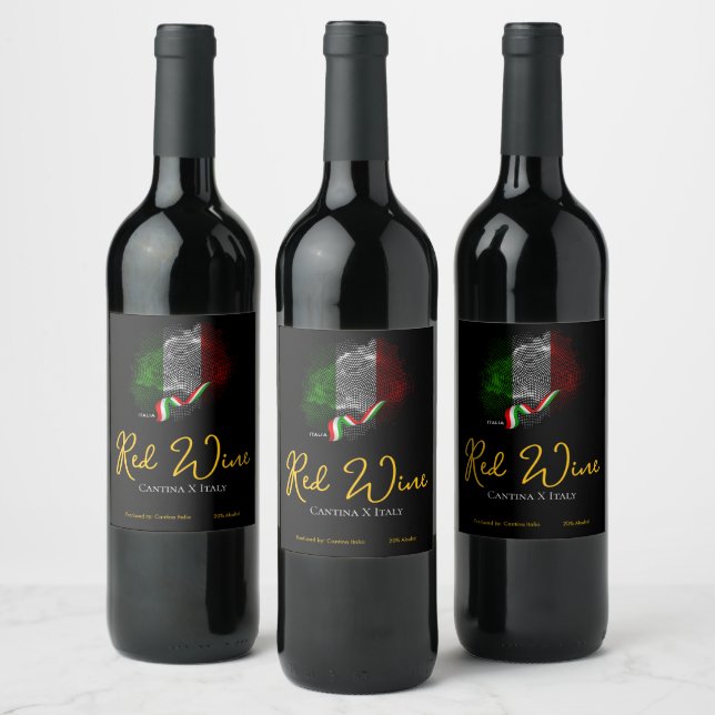 Italian flag wine label (Bottles)