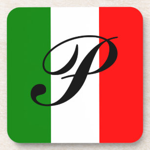 Italian Flag with Initial Coaster
