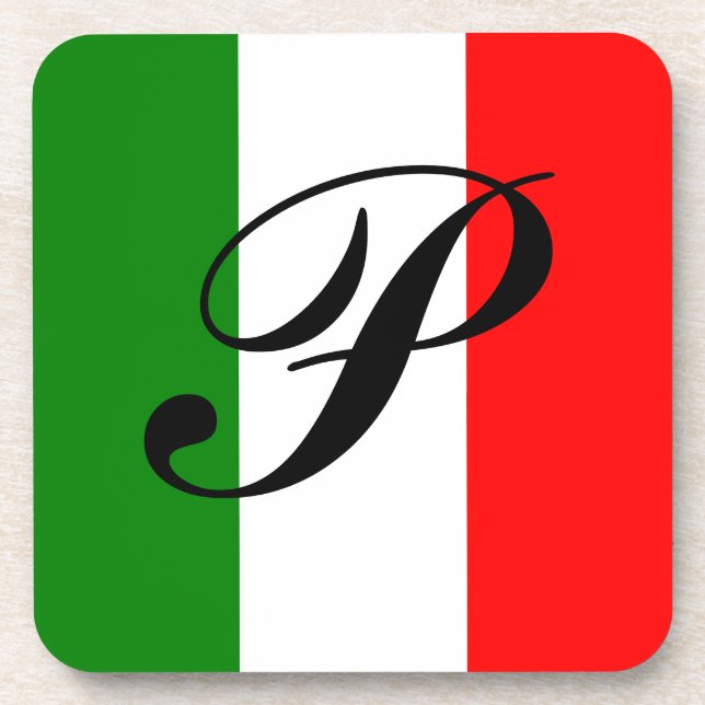 Italian Flag with Initial Coaster (Front)