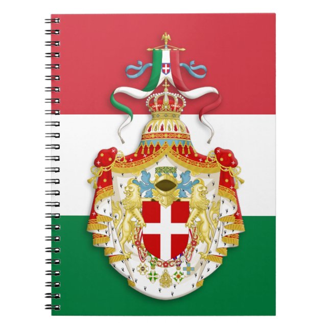 Italian Flag with insignia of the Kingdom of Italy Spiral Notebook (Front)