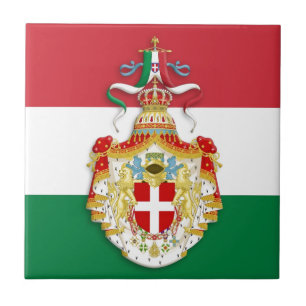 Italian Flag with insignia of the Kingdom of Italy Tile