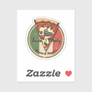 Italian Flag with Vintage Rome & Naples Pizza