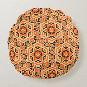 Italian floor geometric pattern, vintage mosaic. round cushion