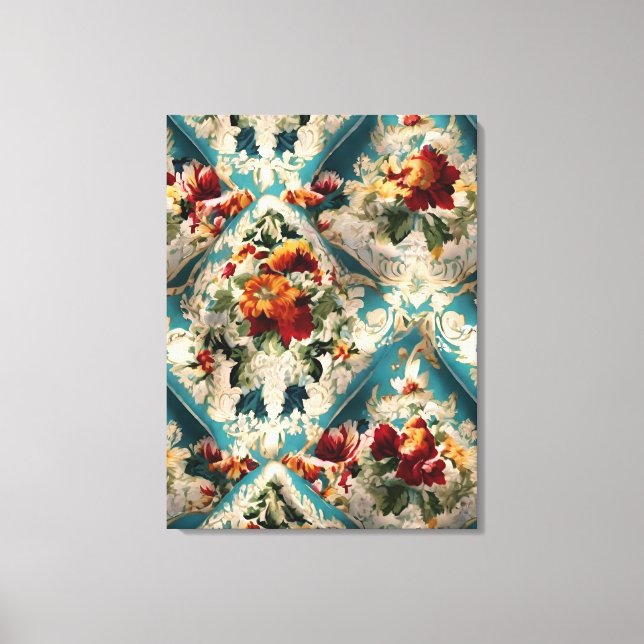 Italian Floral Damask Whimsical Pattern Canvas Print (Front)
