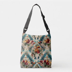 Italian Floral Damask Whimsical Pattern Crossbody Bag