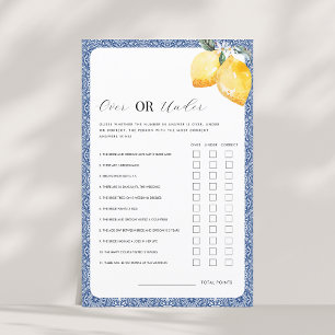 Italian Floral Over or Under Bridal Shower Game