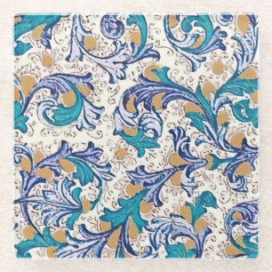 Italian Florentine Flourishes Pattern Glass Coaster