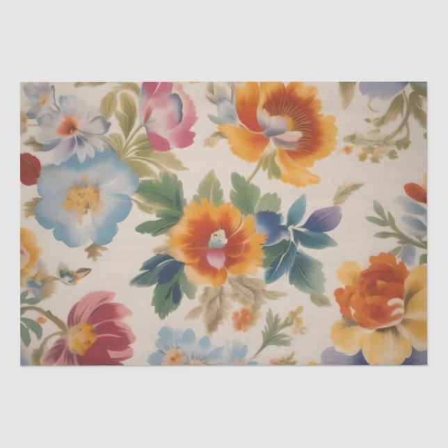 Italian Flower Print Decoupage /  Tissue Paper (Front)