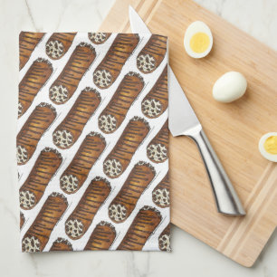 Italian Food Bakery Pastry Chocolate Chip Cannoli Tea Towel