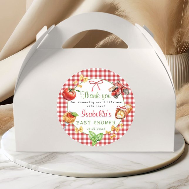Italian Food Cannoli Baby Shower Thank you Sticker (Italian food thank you favors stickers)