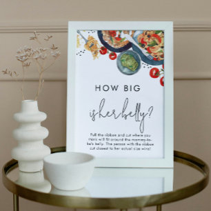 Italian Food How Big is Her Belly Baby Shower Game Poster