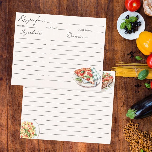 Italian Food illustration Family Recipe Card (In situ)