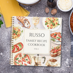 Italian Food illustration Family Recipe Cookbook Notebook