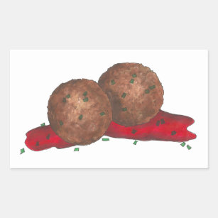 Italian Food Meatball Meat Balls Marinara Sauce Rectangular Sticker