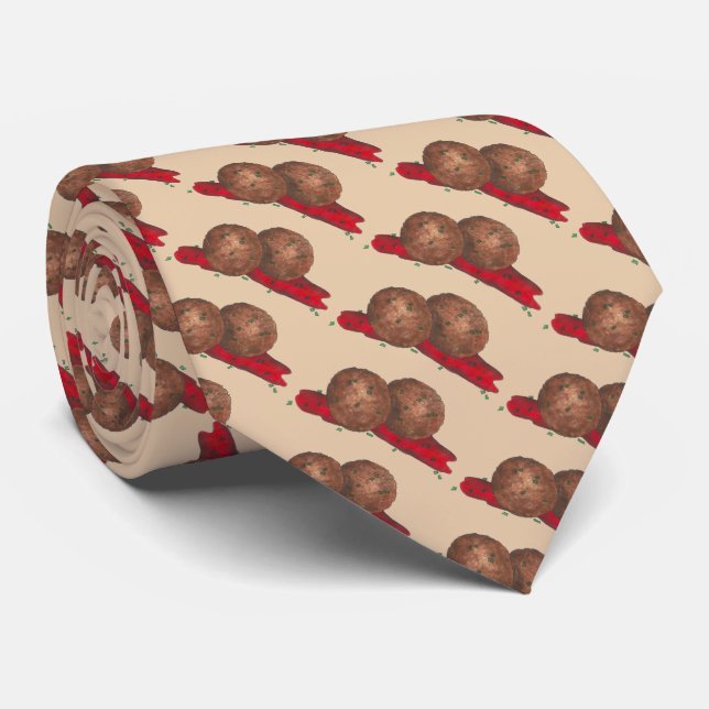 Italian Food Meatball Meatballs Marinara Tie (Rolled)