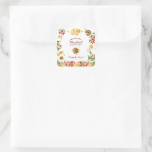 Italian Food Meatball thank you  Baby Shower  Square Sticker