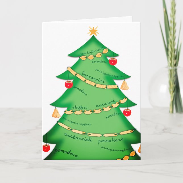 Italian food pasta Christmas tree chef catering Holiday Card (Front)