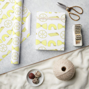 Italian Food Pasta Shapes Macaroni Penne Bowties Wrapping Paper