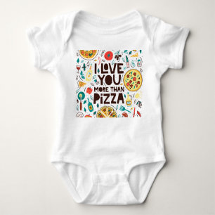 Italian food, pizza love lettering. baby bodysuit