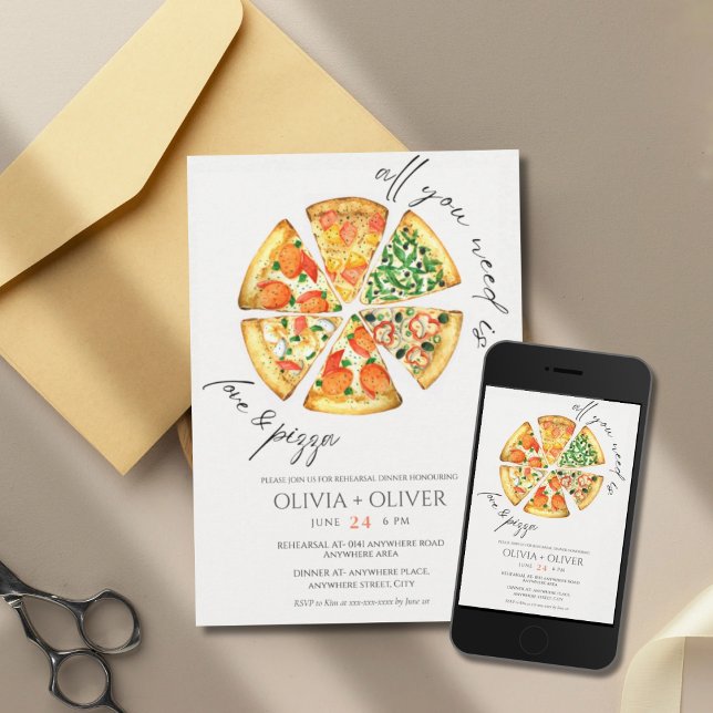 Italian food pizza rehearsal dinner invitation (Creator Uploaded)