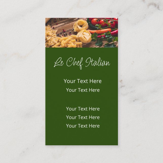 Italian Food Theme Vertical Business Cards (Front)