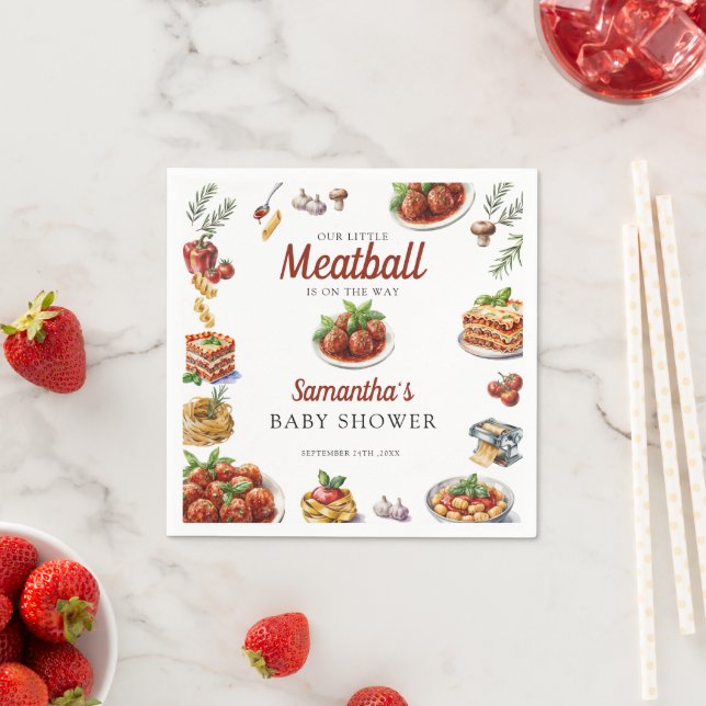 Italian Food | Watercolor Baby Shower  Napkin (Insitu)