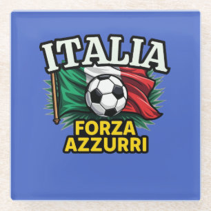 Italian Football Passion – Forza Azzurri Flag Glass Coaster