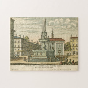 Italian Fountain in Town Square by Falda Jigsaw Puzzle