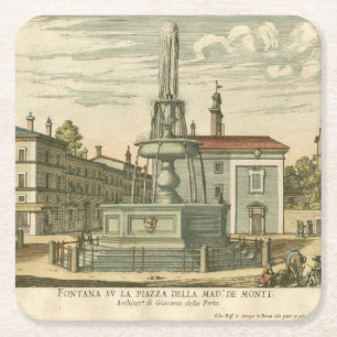 Italian Fountain in Town Square by Falda Paper Coaster