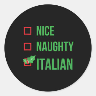 Italian Funny Italy Pajama Christmas Classic Round Sticker