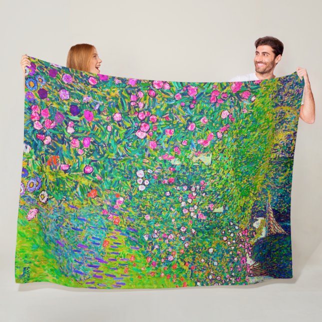 Italian Garden, Gustav Klimt Fleece Blanket (In Situ)
