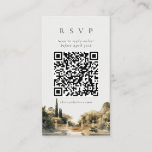Italian Garden Terrace Wedding QR Code RSVP Card