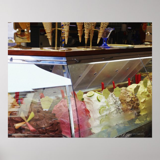 Italian gelato in display case poster (Front)