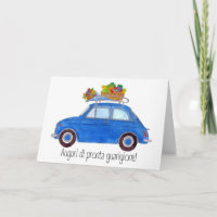 Italian Get well Blue Retro Fiat 500
