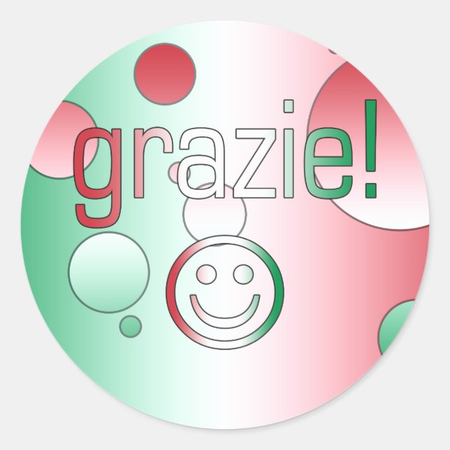 Italian Gifts : Thank You / Grazie Face Classic Round Sticker (Front)