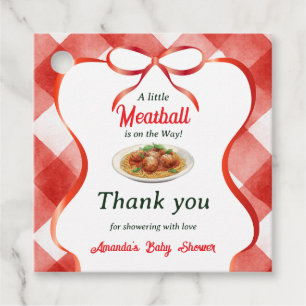 Italian Gingham Red Meatball Pasta Baby Shower Favour Tags