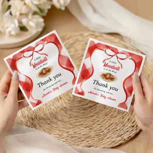 Italian Gingham Red Meatball Pasta Baby Shower Napkin