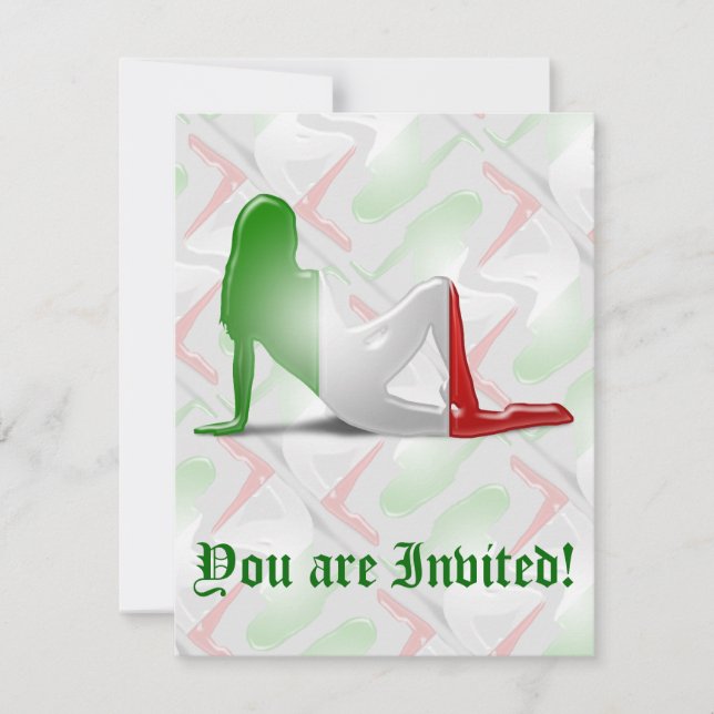 Italian Girl Silhouette Flag Invitation (Front)