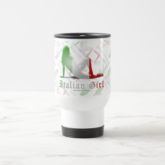 Italian Girl Silhouette Flag Travel Mug (Center)