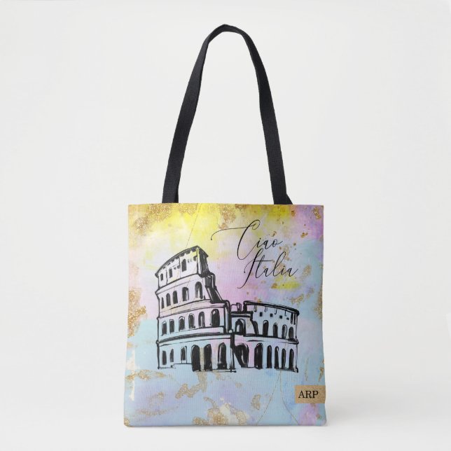 *~* Italian Glitter Colosseum Ciao Italia Italy Tote Bag (Front)