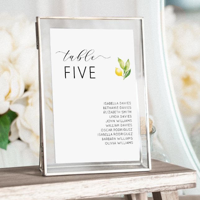 Italian Greece Lemon Citrus Wedding Table Numbers (Creator Uploaded)